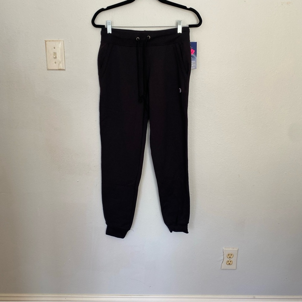 Champion Sweatpants Womens Black Pockets Logo‎ Jogger Athletic Wear Size S